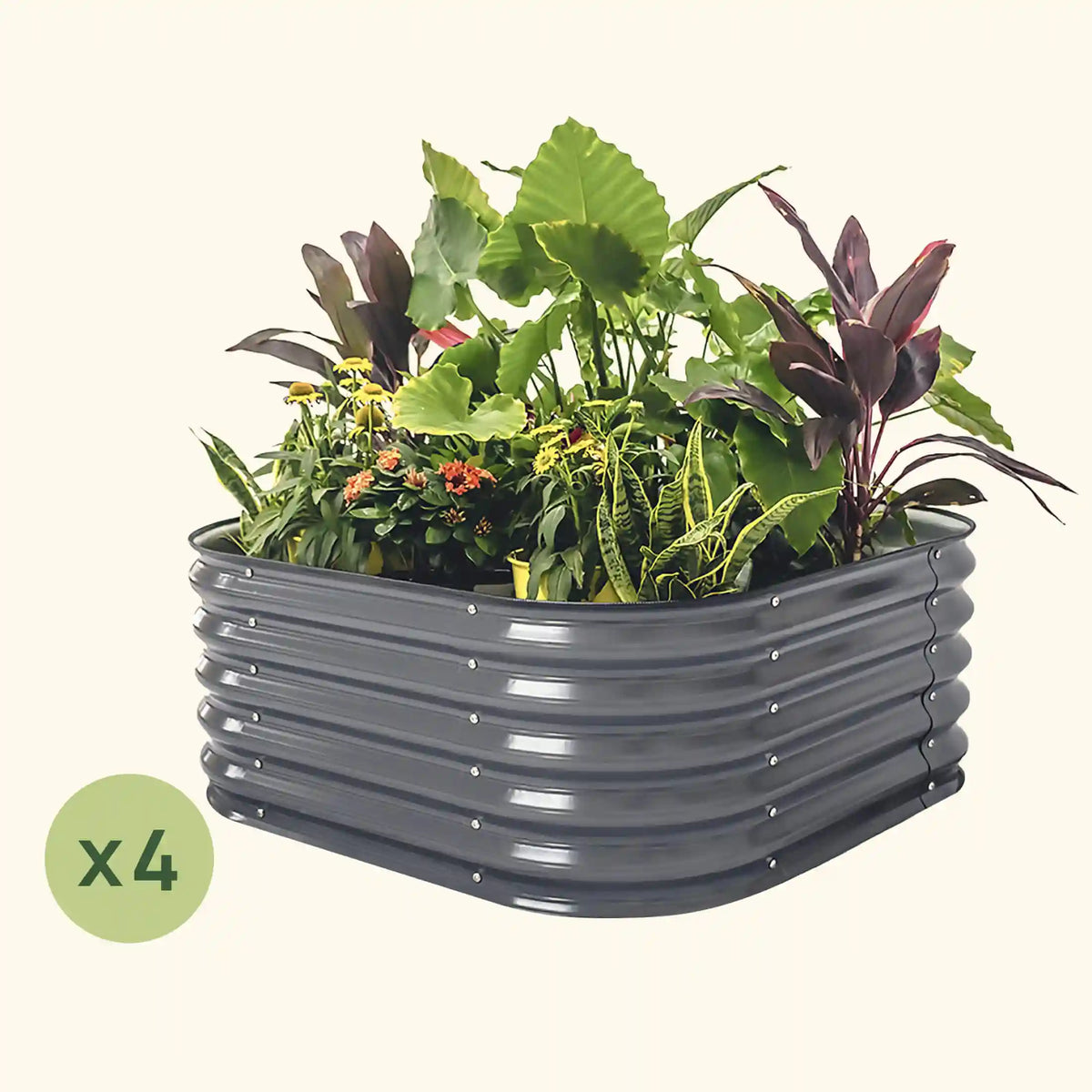 4-Pack 17" Tall 4 In 1 Small Modular Metal Raised Garden Bed Kit