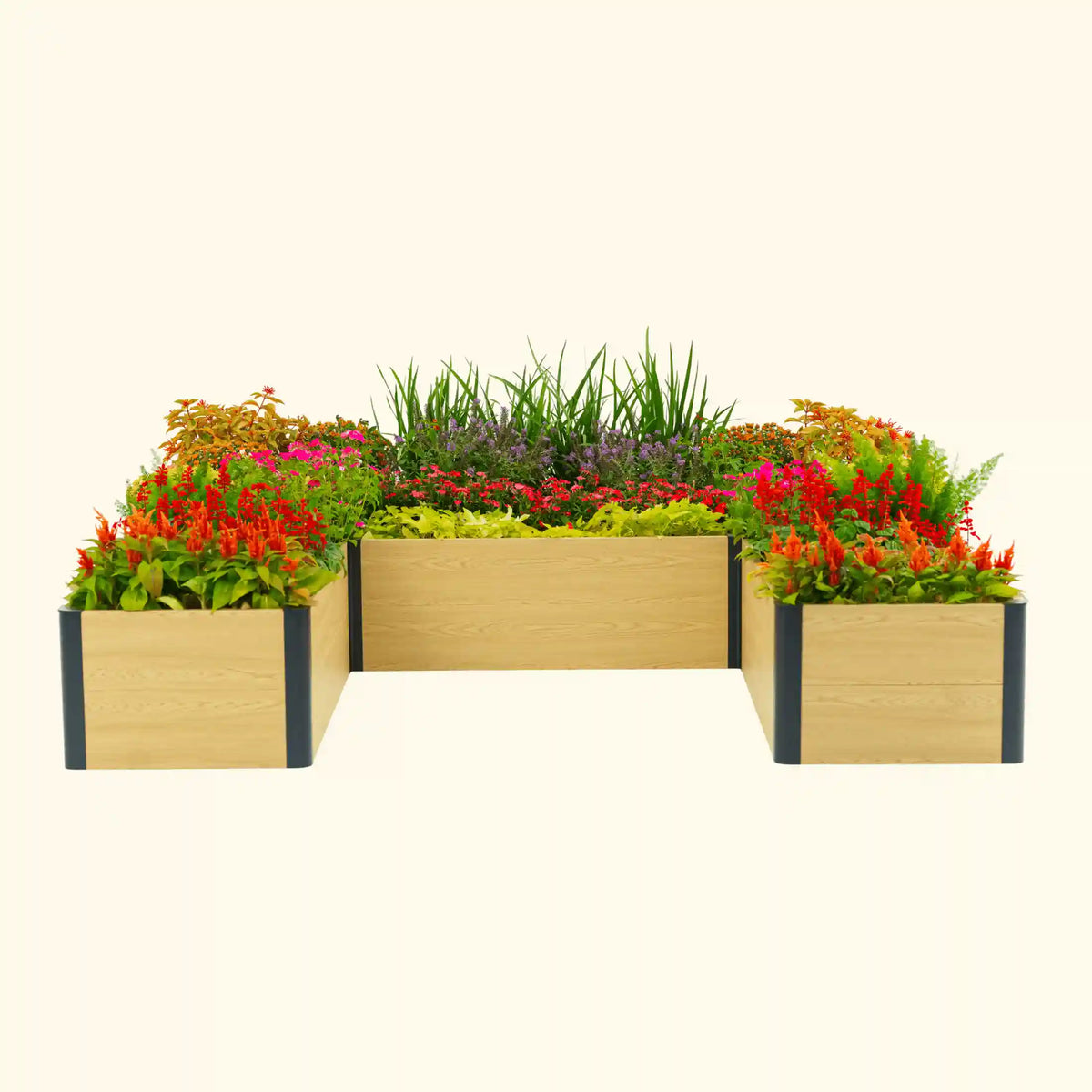 16" Tall Woodgrain 8' x 8' U-Shaped Metal Raised Garden Bed