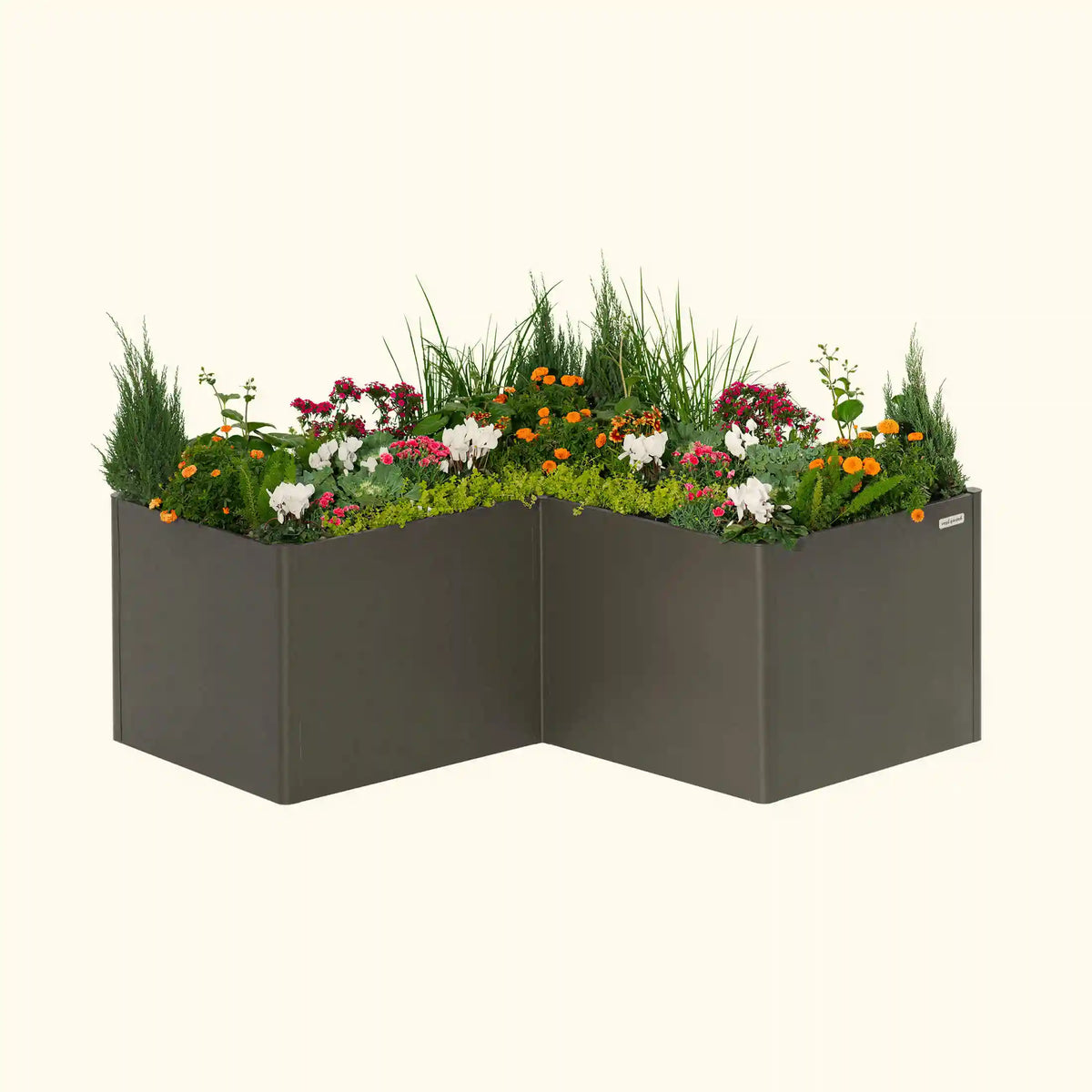 32" Extra Tall Modern Pro 83" x 83" L Shape Metal Raised Garden Bed - Urban Charcoal