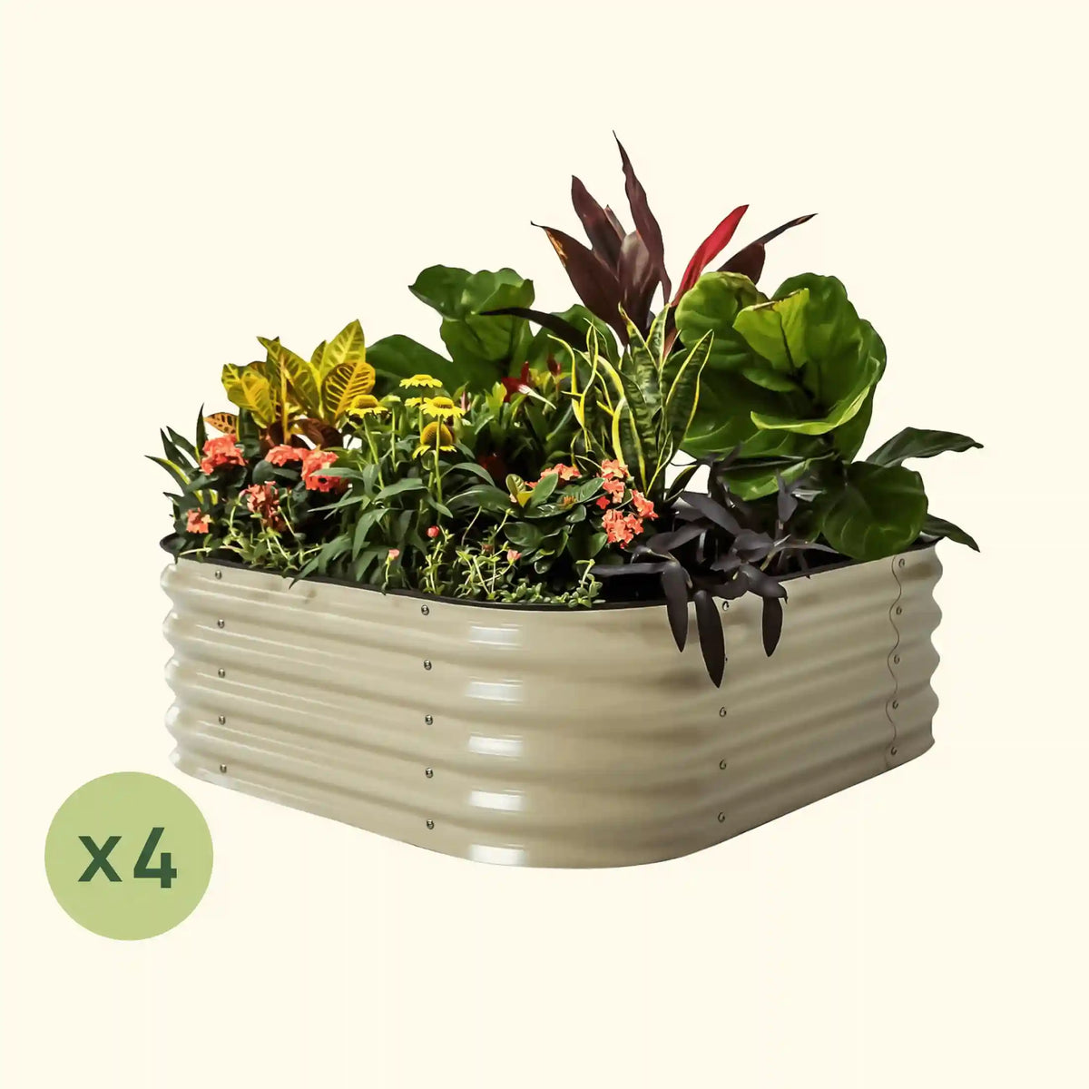 4-Pack 14" Tall 4 In 1 Small Modular Metal Raised Garden Bed Kit