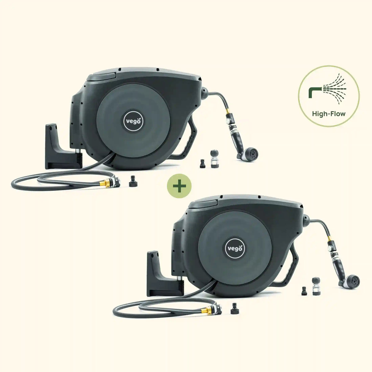 2-Pack Hi-Flow Retractable Hose Reel Set