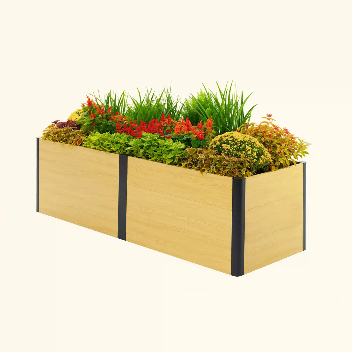 26" Tall Woodgrain 2' x 8' Metal Raised Garden Bed