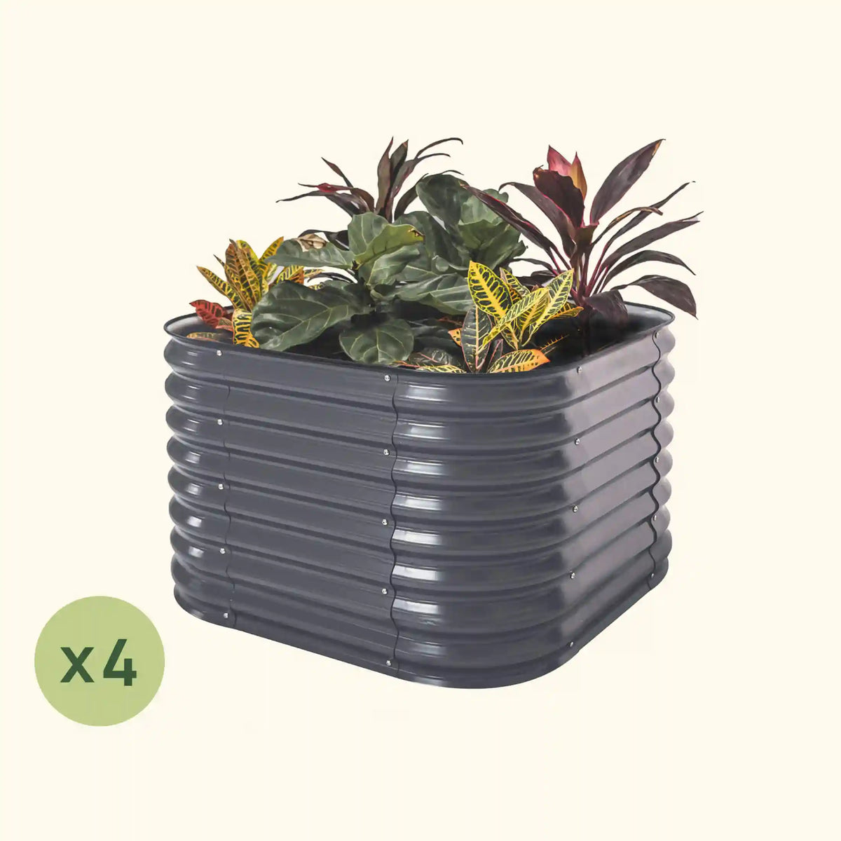 4-Pack 26" Tall 4 In 1 Small Modular Metal Raised Garden Bed Kit