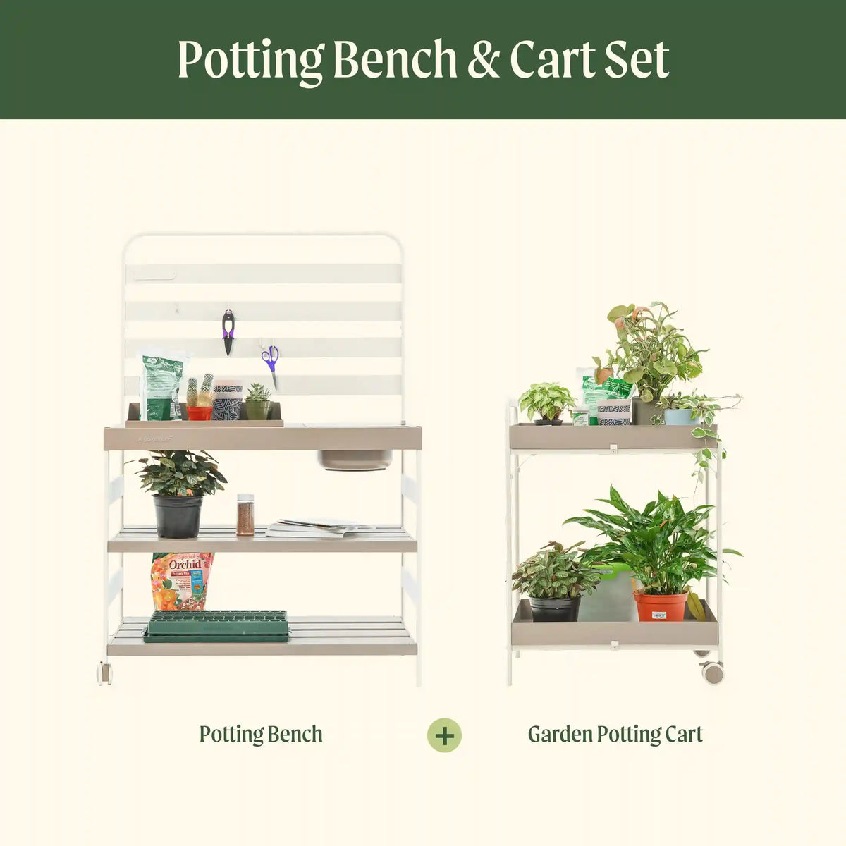 Potting Bench & Cart Set