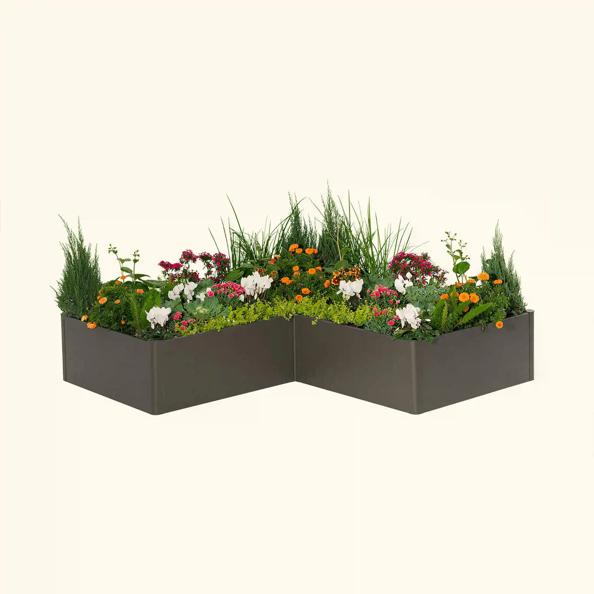 17" Tall Modern Pro 83" x 83" L Shape Metal Raised Garden Bed