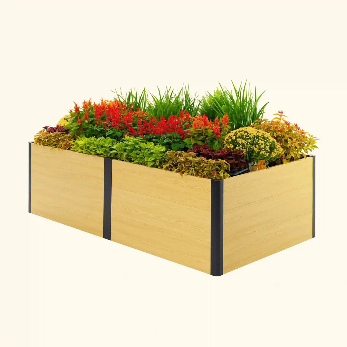 26" Tall Woodgrain 4' x 8' Metal Raised Garden Bed