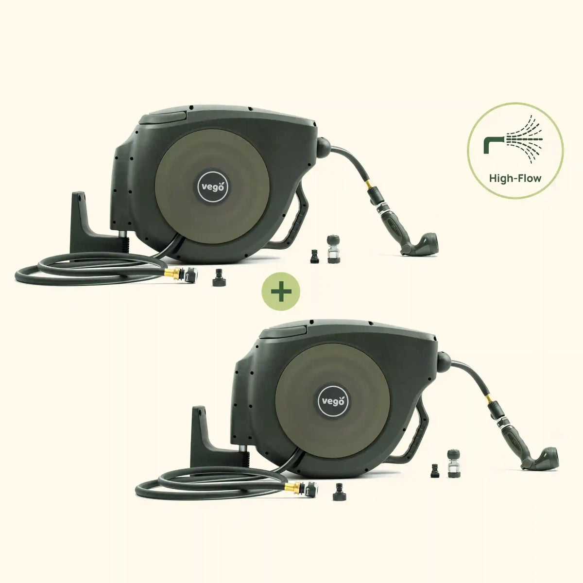 2-Pack Hi-Flow Retractable Hose Reel Set