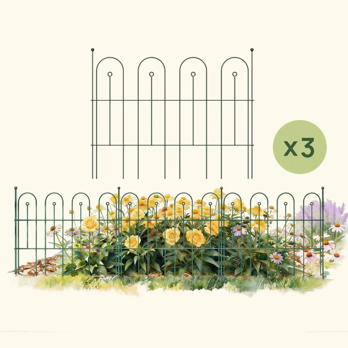 Garden Border Edging Fence - 3 Pack