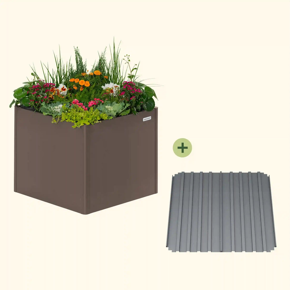 32" Extra Tall Modern Pro 42" x 42" Metal Raised Garden Bed - With Intermediate Floor