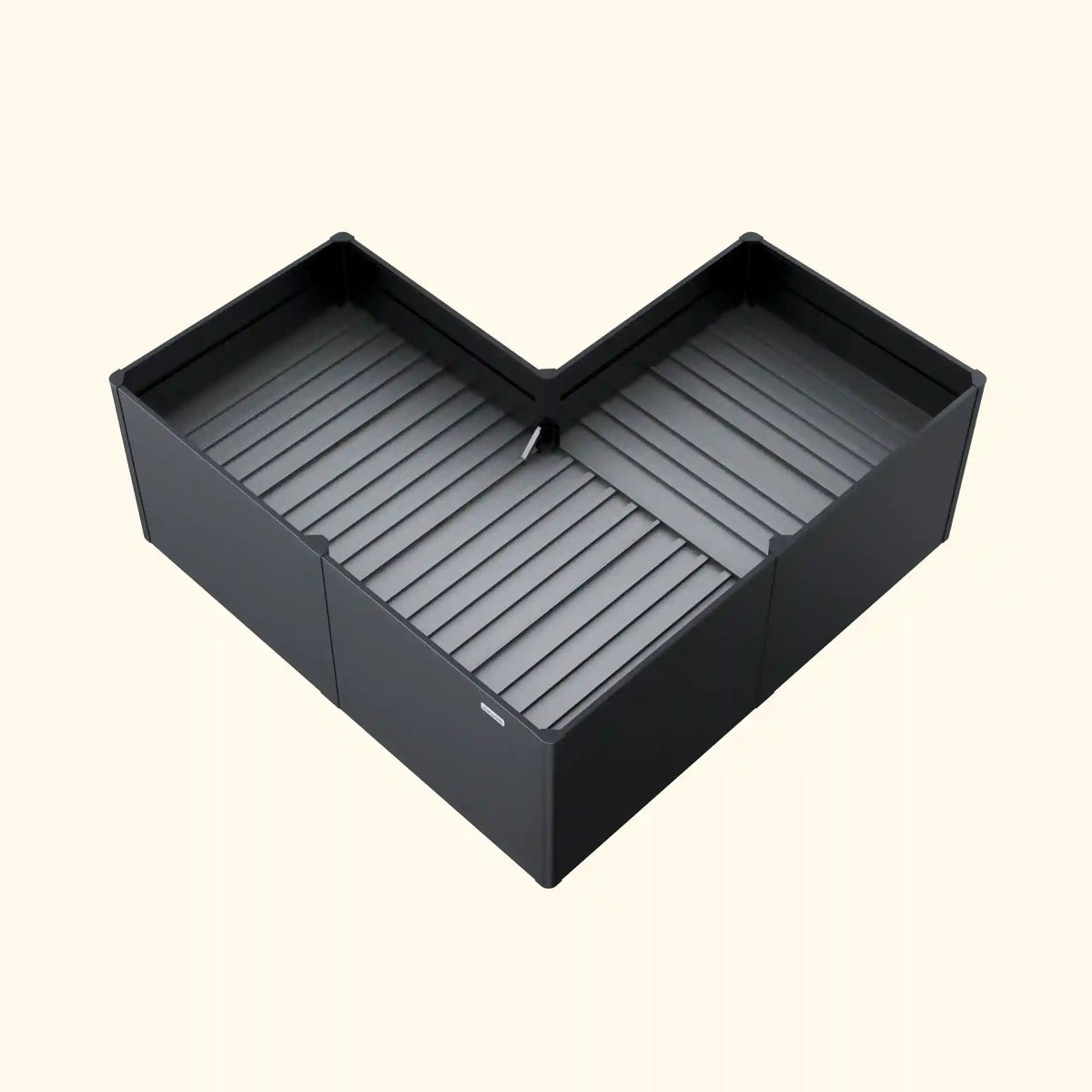 32" Extra Tall Modern Pro 83" x 83" L Shape Metal Raised Garden Bed - Urban Charcoal - With Intermediate Floor