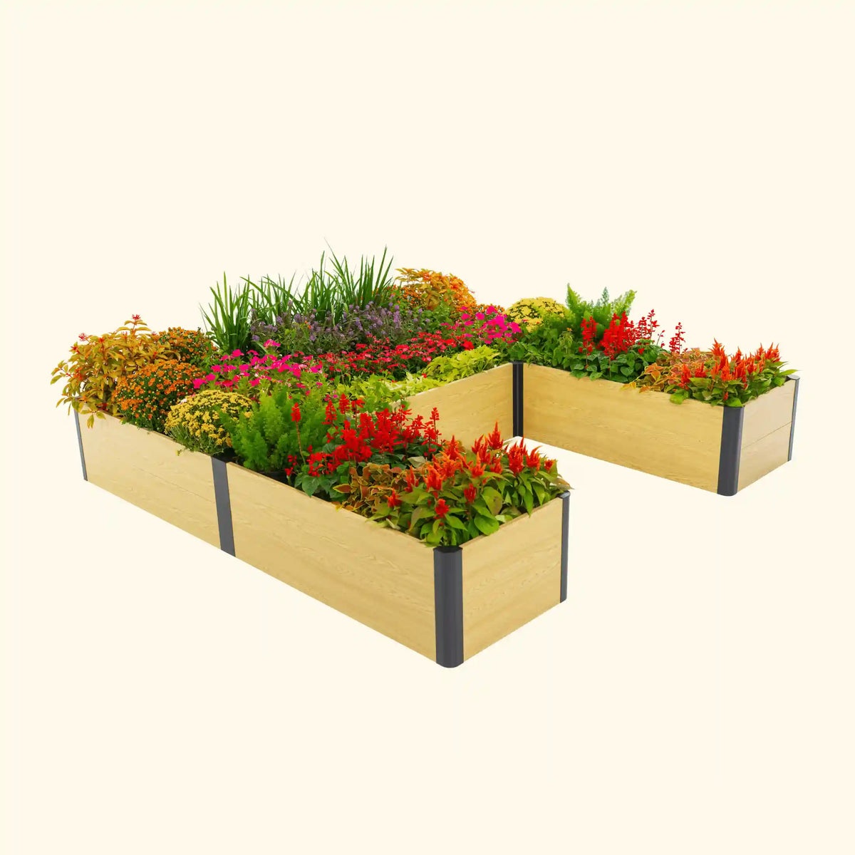 16" Tall Woodgrain 8' x 8' U-Shaped Metal Raised Garden Bed